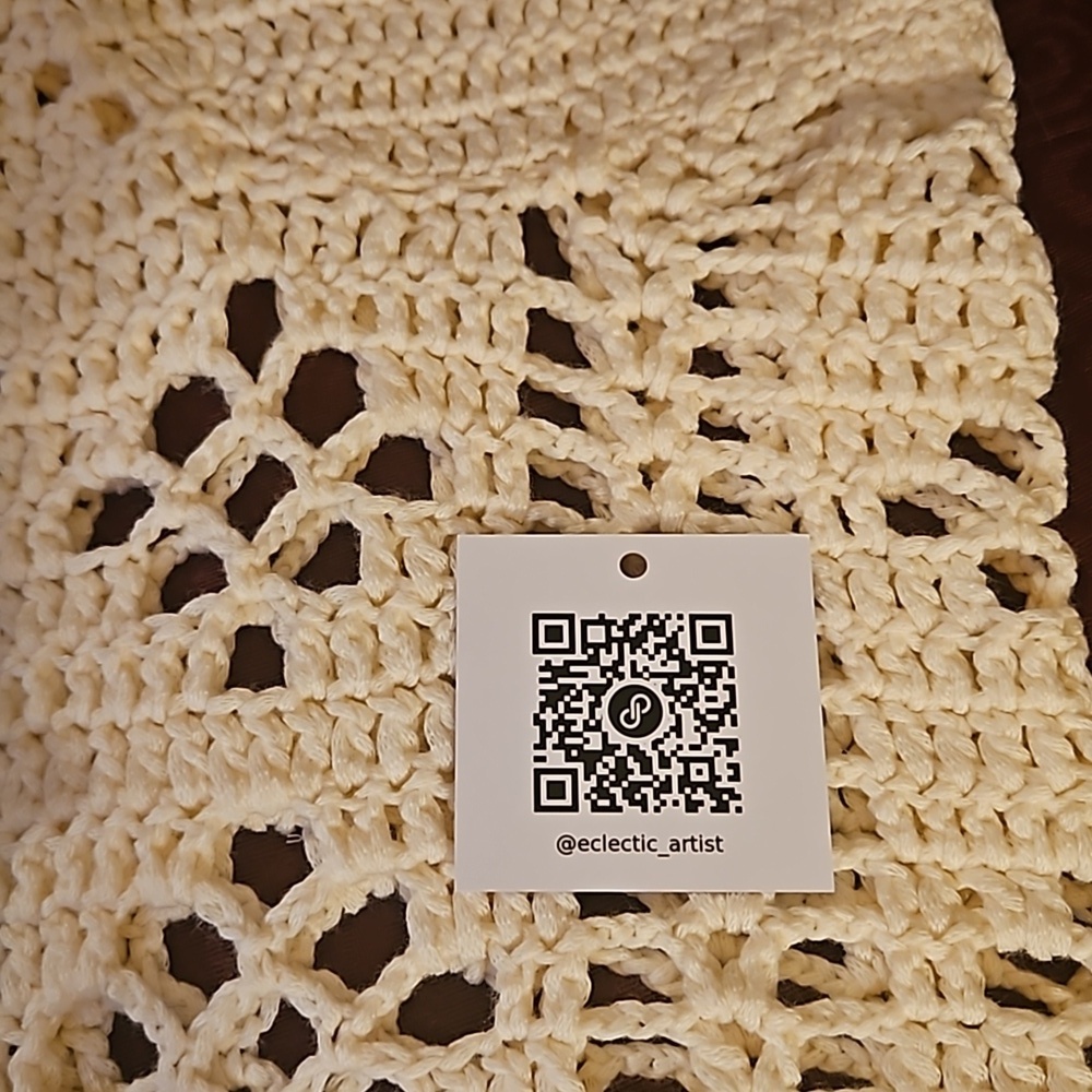 Hand Crafted Crochet Crop-Top Handmade Floral pattern Swim cover-up Cream #752 - Picture 11 of 17